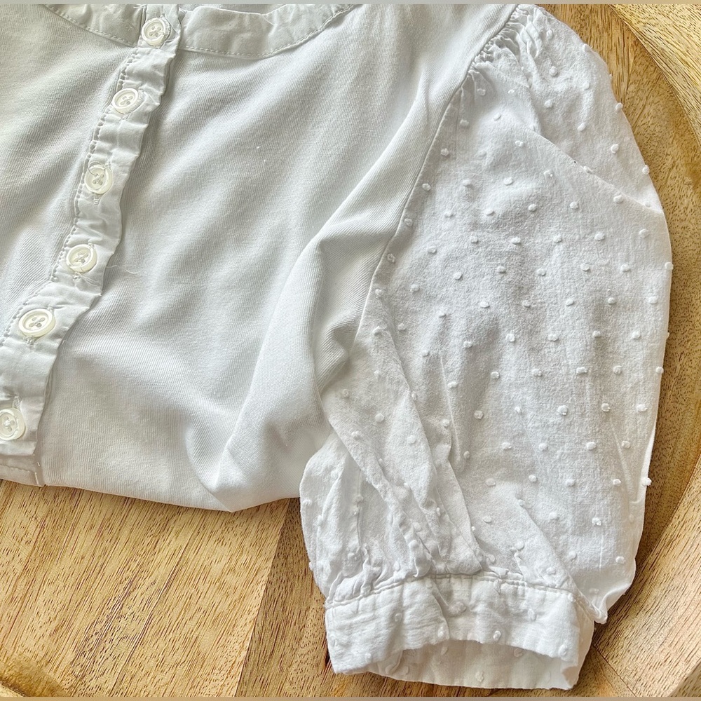 Who What Wear Women’s White Shirt Short Sleeve Button Down Crew Neck Cotton XS